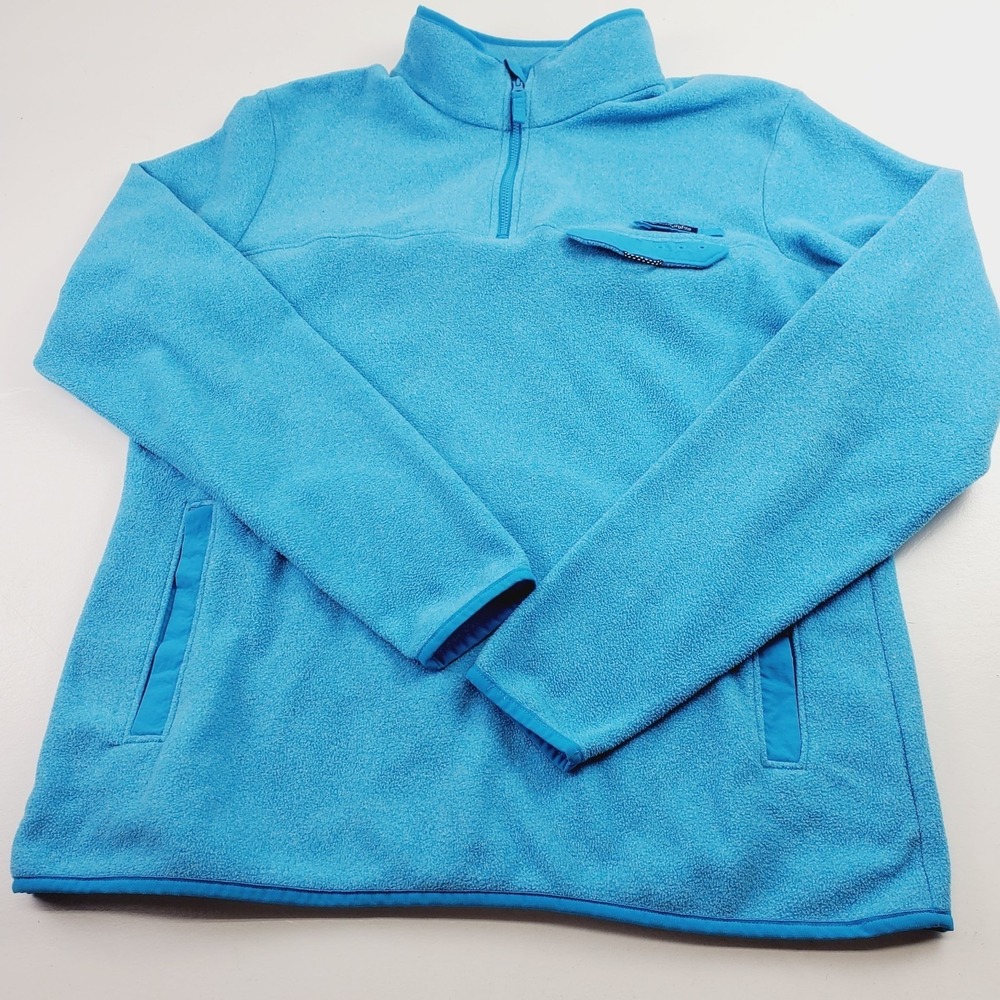 Columbia Women Teal Blue Fleece 1/4 Zip Pullover Sweater Jacket Size L